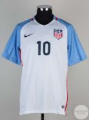 Carli Lloyd white, blue and red No.10 replica USA short-sleeved autographed shirt