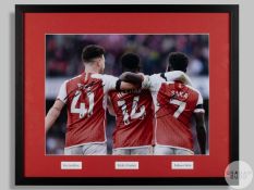 Declan Rice, Eddie Nketiah and Bukayo Saka triple-signed Arsenal photograph