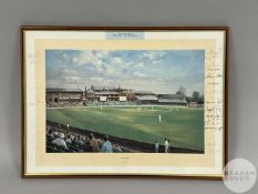 England & South Africa multi-signed 1994 Test Series 'The Oval' print by Alan Fearnley