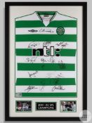 A green and white Umbro replica 2001-02 Celtic FC shirt