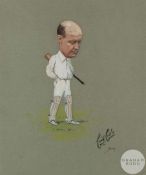 Cecil E. Cutter, 'Cricketer', mixed media, dated 1904