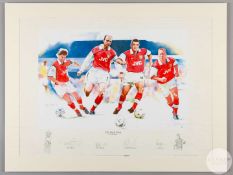 A large colour print of the legendary Arsenal back four