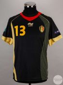 Jelle Vossen signed black, red and yellow Belgium No.13 away shirt in Euro's 2012 Qualifiers