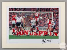 A large colour photographic print of Paul Gascoigne scoring for Tottenham Hotspur