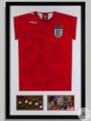 A red Umbro England shirt