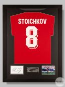 Red replica autographed Hristo Stoichkov shirt&nbsp;