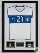A white Puma Andrea Pirlo Italy No.21 match issued shirt 18th November 2013