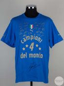 Blue commemorative Italian four times world cup winners t-shirt