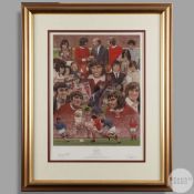 Signed George Best 'Soccer Player' limited edition montage by Stephen Doig