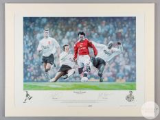 A large colour print of Ryan Giggs playing for Manchester United against Liverpool