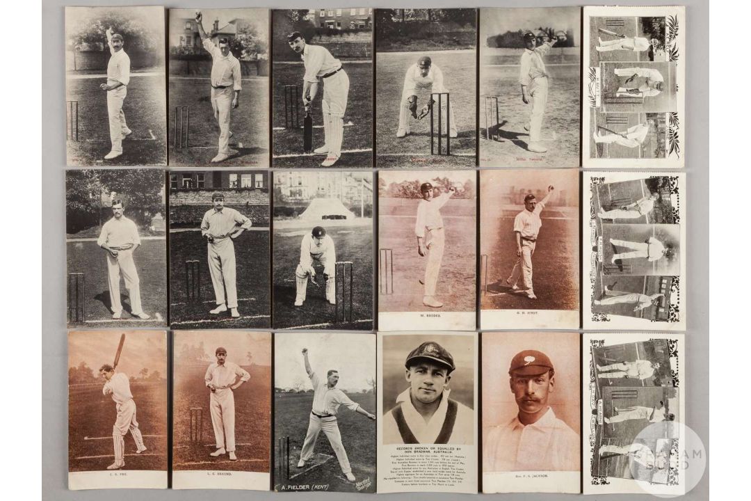 Eighteen player profile vintage b&w; cricket postcards