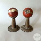 Matched pair of leather cricket balls