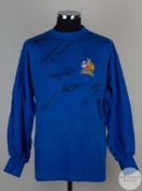 Blue TOFFS replica Manchester United 1968 European Cup Final autographed shirt&nbsp;
