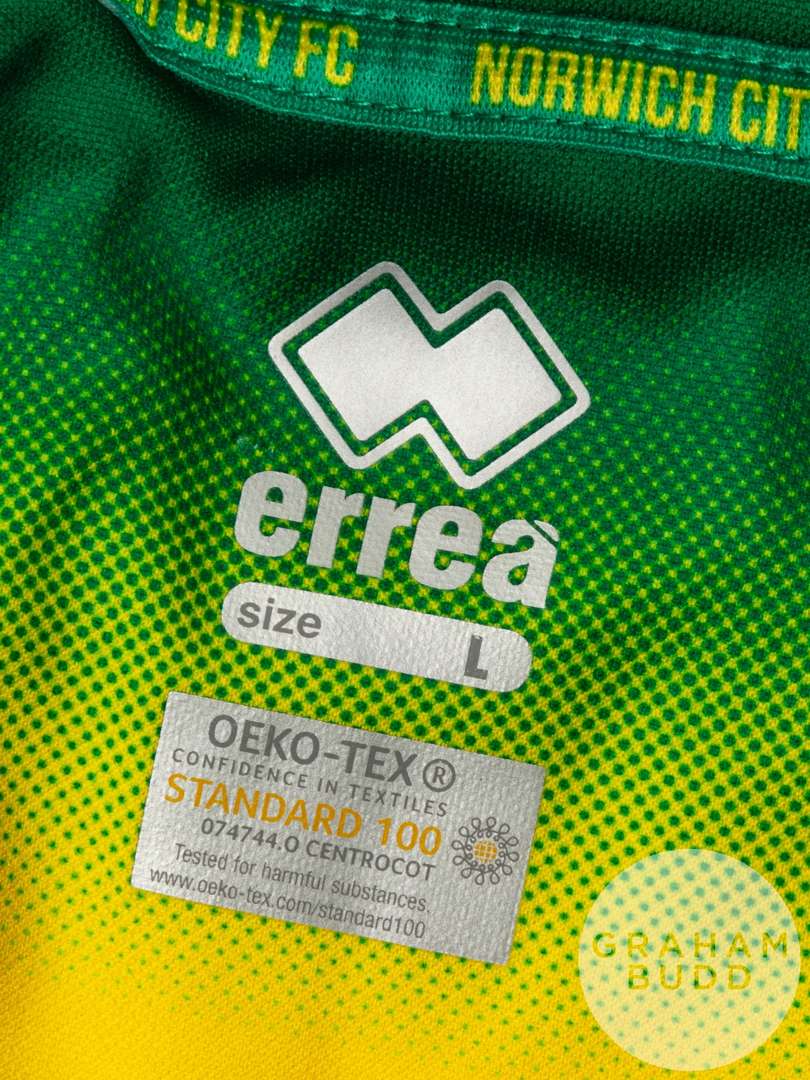 Yosip Drmic yellow and green No.20 Norwich short-sleeved shirt, 2020-21 - Image 4 of 5