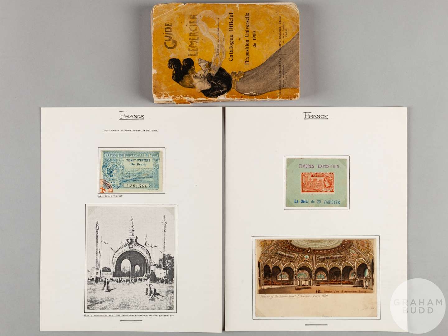 1900 Paris Exhibition entrance ticket, stamp, card & catalogue