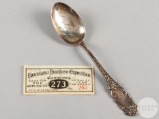 St Louis 1904 sterling silver spoon & ticket