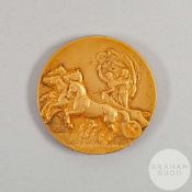 London 1908 Olympic Games rare gold-plated bronze participation medal by Bertram MacKennal