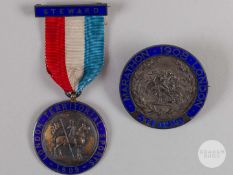 A white-metal and enamel 1908 Polytechnic Marathon Steward medal