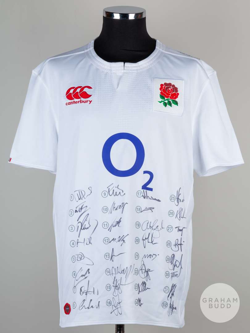 Squad signed white England rugby shirt, season 2016-17
