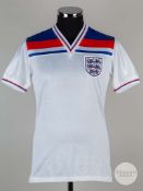 Viv Anderson white No.2 England Euro 1980 match issued short-sleeved shirt