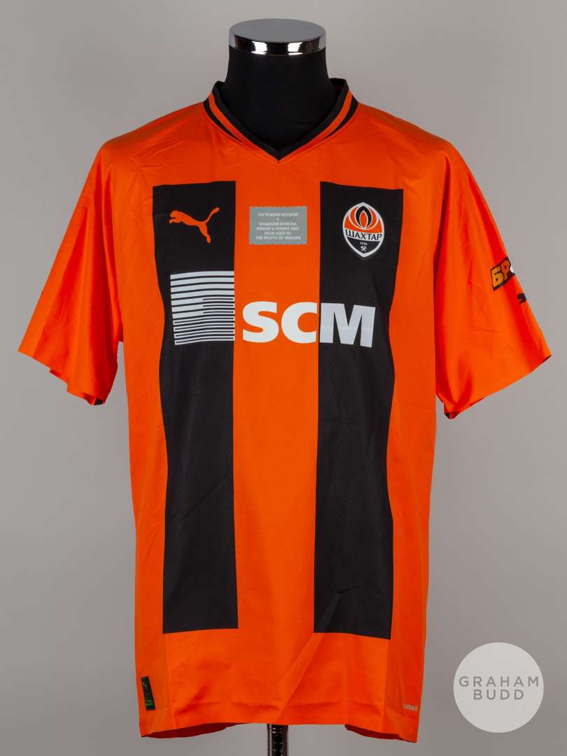 Kevin Kelsy orange & black No.18 Shakhtar Donetsk v. Tottenham Hotspur shirt, 2022-13