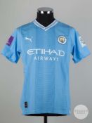 Phil Foden sky blue & white No.47 Manchester City v. Fluminense Club World Cup shirt, 2023-24.
