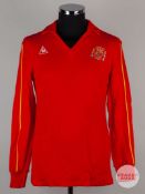 Viv Anderson red No.11 Spain v. England match worn long-sleeved shirt, 1978