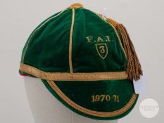 Tony Dunne green Republic of Ireland v. Sweden, Italy & Austria International cap, 1970-71.