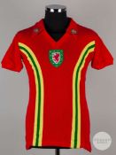 Peter Sayer red, yellow & green No.7 Wales v. Scotland International shirt, 1977
