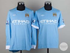 James Milner sky blue & white No.7 Manchester City shirt, 2011.