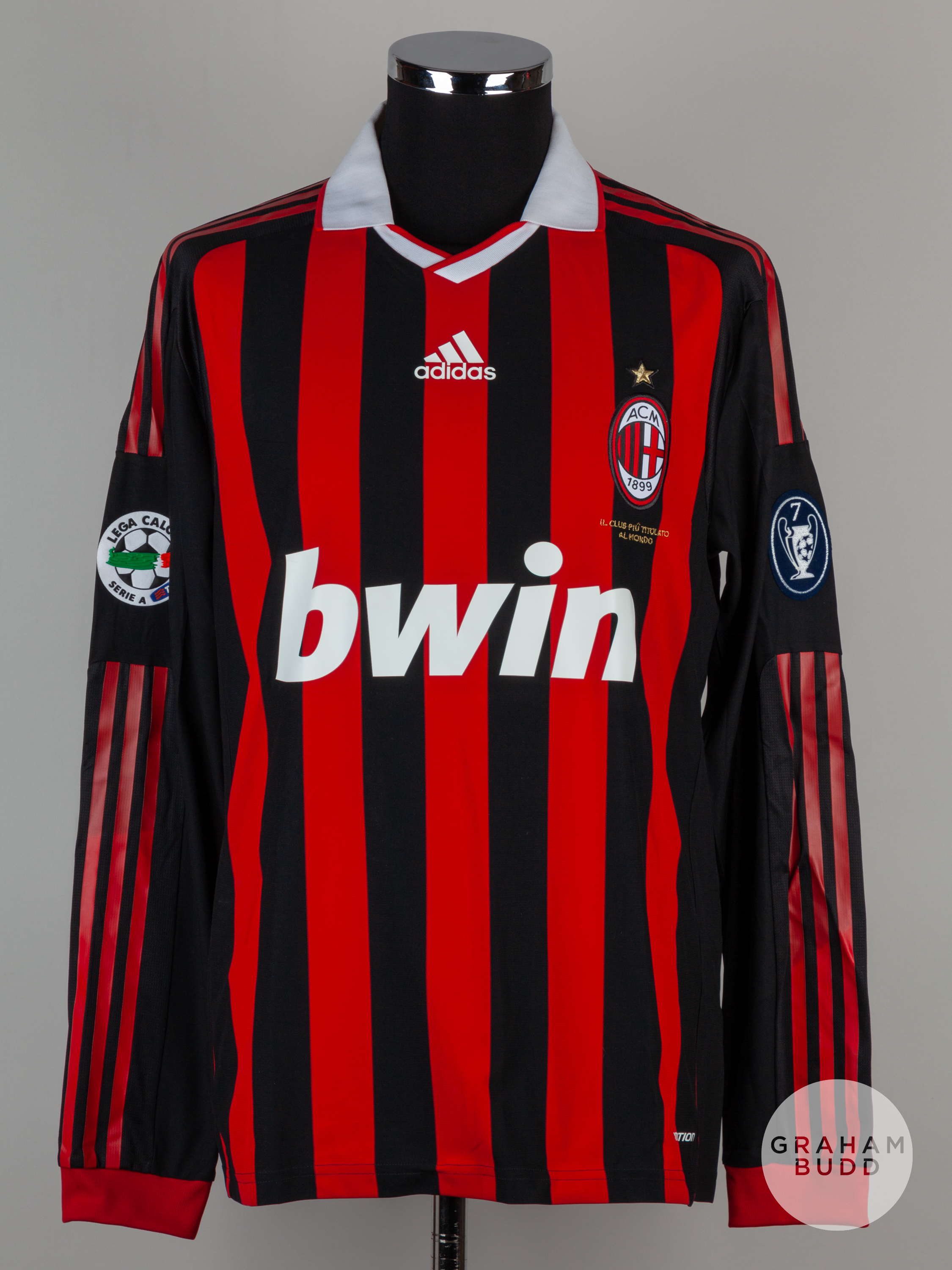 David Beckham red and black No.32 A.C. Milan v. Inter Milan match worn long-sleeved shirt, 2010