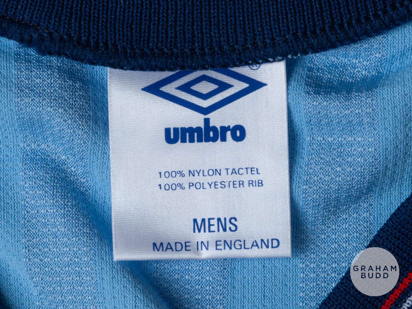 Viv Anderson rare sky-blue No.12 England 1986 World Cup match issued short-sleeved shirt - Image 4 of 5