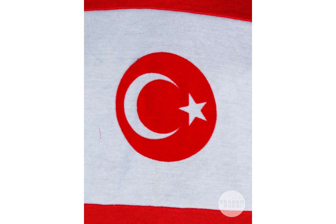 Viv Anderson red and white No.8 Turkey v. England match worn short-sleeved shirt, 1987 - Image 3 of 5