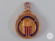 Tom Curry 9ct gold and enamel Northumberland F.A.Cup winners medal, 1926-27.