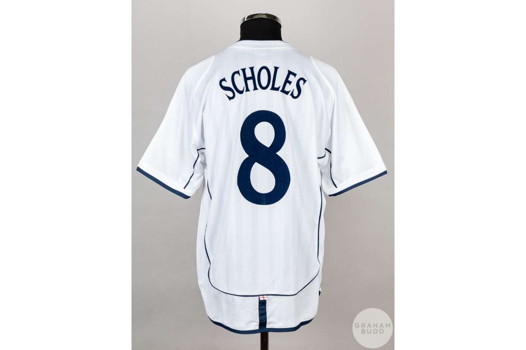Paul Scholes white No.8 England short sleeved 2002 shirt. - Image 2 of 5