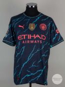 Kyle Walker navy blue No.2 Manchester City short-sleeved shirt, 2023-24.