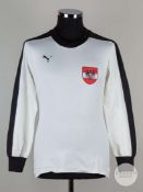 Erich Obermayer white and black No.3 Austria v. Scotland match worn long-sleeved shirt, 1978
