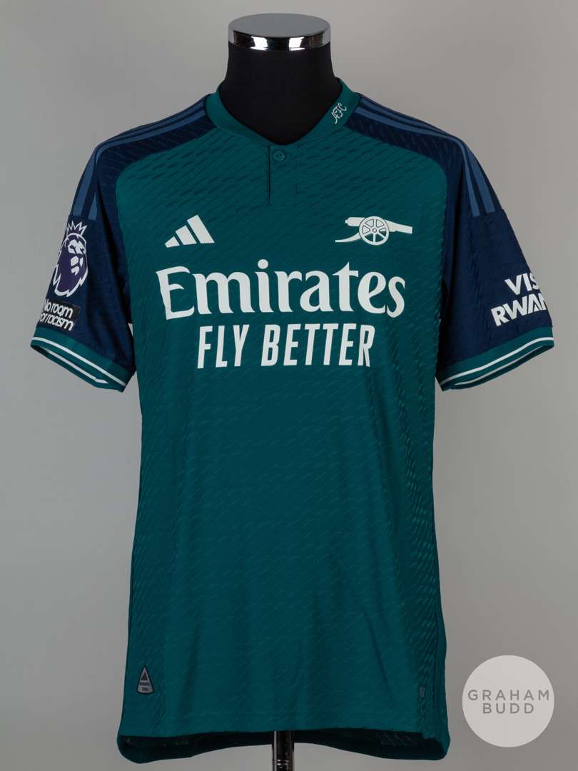 Gabriel Jesus green and navy blue No.9 Arsenal short-sleeved shirt, 2023-24