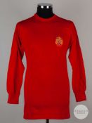 Red No.8 Spain v. Scotland match worn long-sleeved shirt, 1974-75
