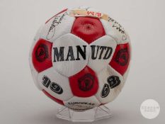Viv Anderson red and white leather Manchester United 1968 commemorative autographed football
