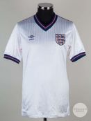 Viv Anderson white No.2 England match issued short-sleeved shirt, 1984-85