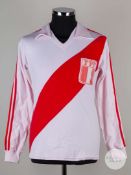 Ernesto Labarthe white and red No.11 Peru v. Scotland match worn long-sleeved shirt, 1979