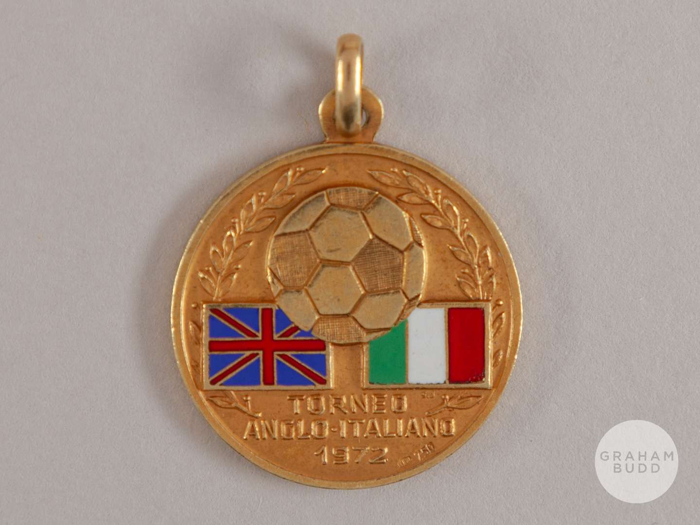 Willie Stevenson yellow-metal and enamel Anglo-Italian medal,1972.