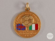 Willie Stevenson yellow-metal and enamel Anglo-Italian medal,1972.