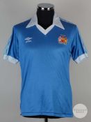 Nicky Reid sky-blue & white No.3 Manchester City v. Cosmos shirt, 1980.