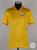 Gabriel Sandu yellow No.3 Romania v. Scotland match worn short-sleeved shirt, 1975