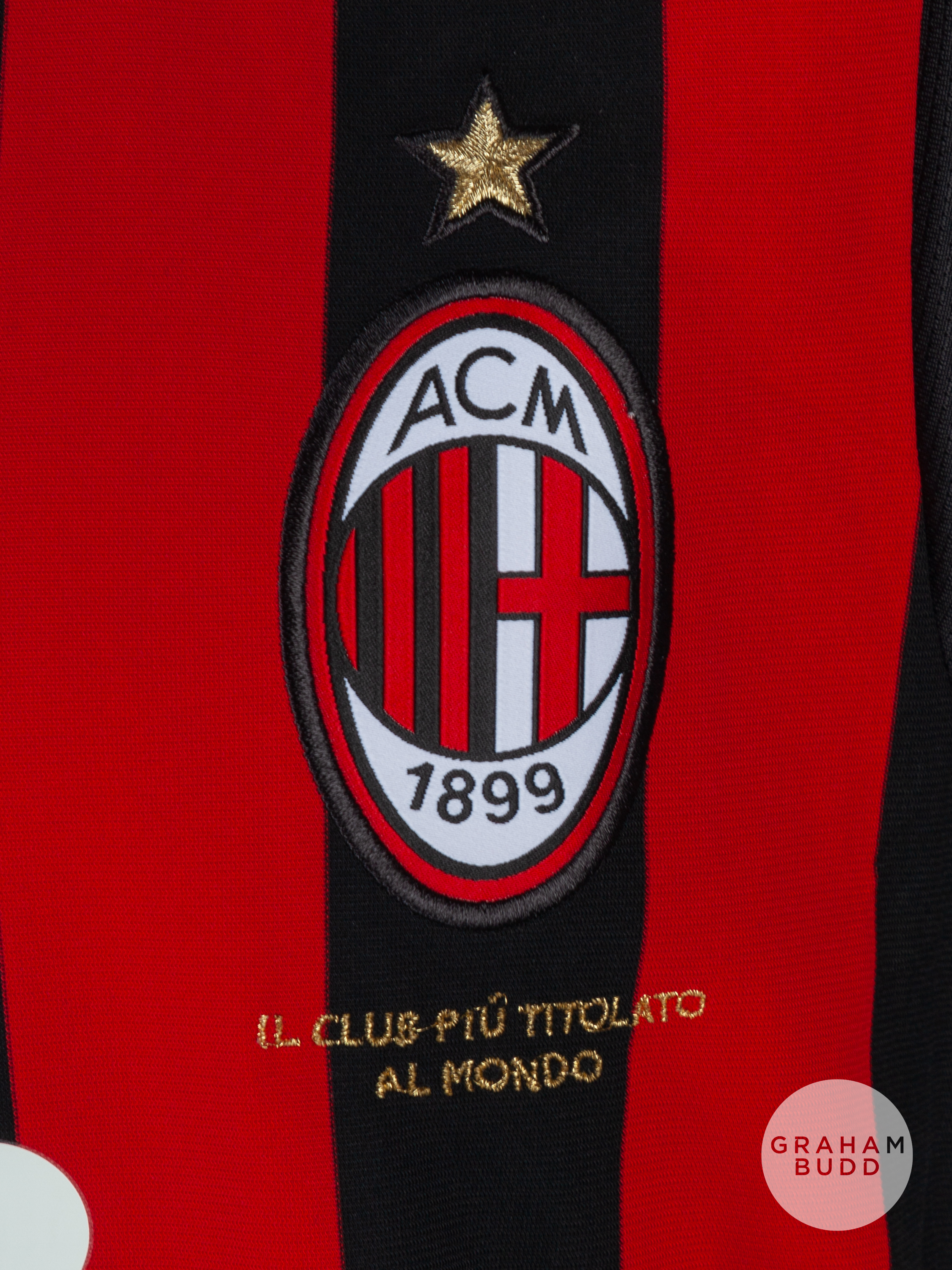 David Beckham red and black No.32 A.C. Milan v. Inter Milan match worn long-sleeved shirt, 2010 - Image 3 of 5