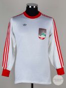 Hassan Nazari white and red No.14 Iran match worn long-sleeved shirt, 1978