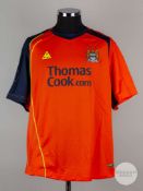 Richard Dunne orange & blue No.22 Manchester City v. Schalke shirt, 2008.