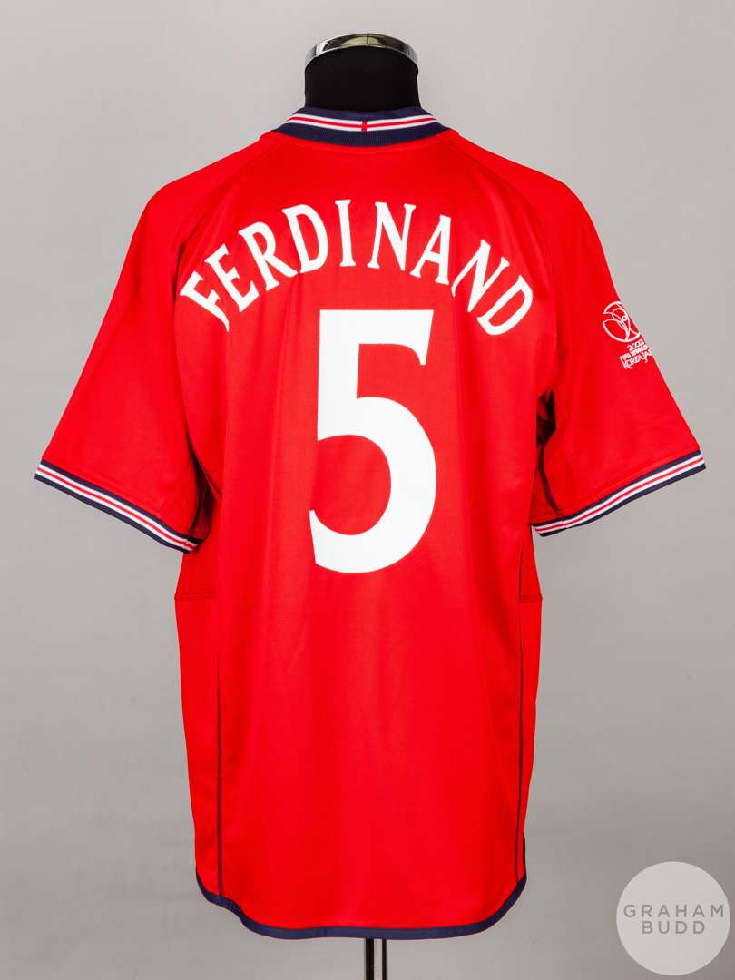 Rio Ferdinand red No.5 England short sleeved 2002 shirt. - Image 2 of 5